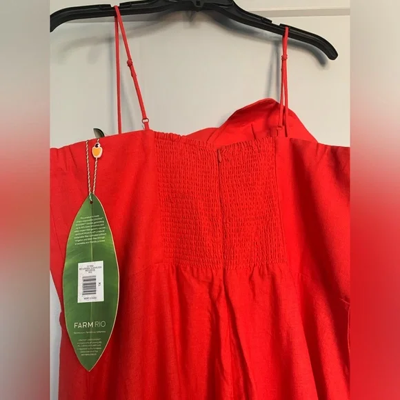 NWT Farm Rio Garden Linen Sleeveless Midi Dress Size XL 3D Appliqué